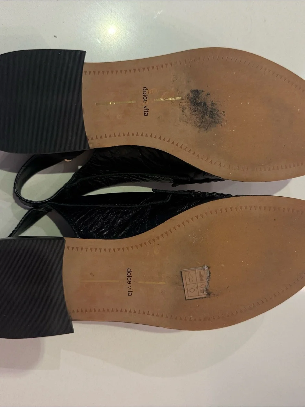 Dolce Vita Black Crinkle Leather Penny Loafer Slingback